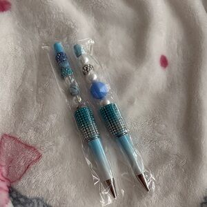 Blue and Silver Beaded Pens